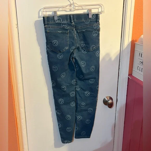 Kids Blue Jeans with Smiley Print - Picture 2 of 3